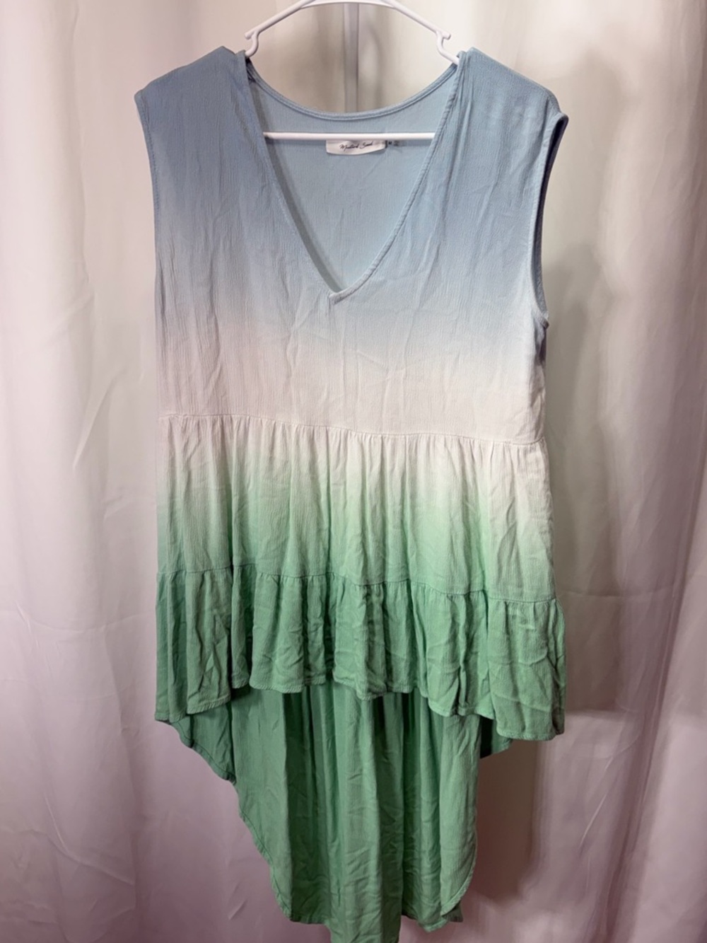 Mustard Seed Ombre Sleeveless Asymmetrical Dress iLight Blue, White & Mint 2619